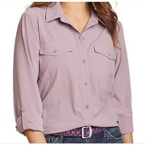 Eddie Bauer Departure Top Lavender Purple Classic Fit Stretch UPF 50+ Size Small